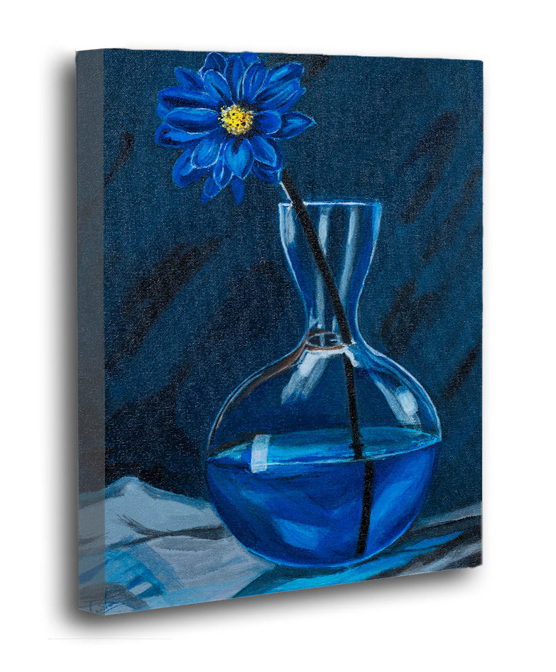 Blue Flower in Vase - Print on Gallery Wrapped Canvas