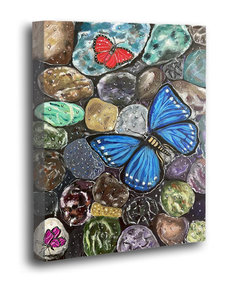 Butterfly on Pebbles - Print on Gallery Wrapped Canvas