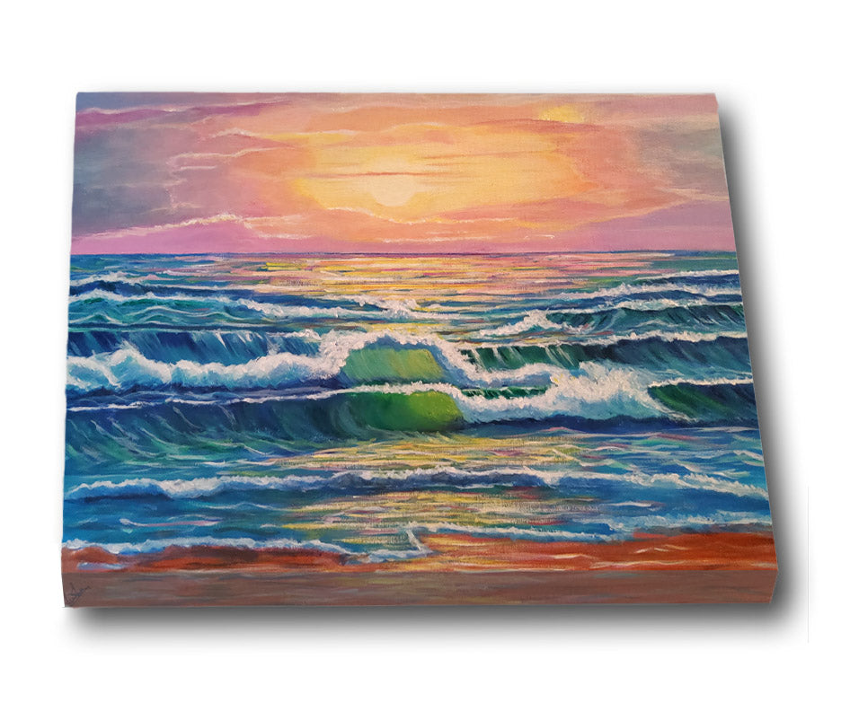 Sun-Kissed Ocean - Print on Gallery Wrapped Canvas