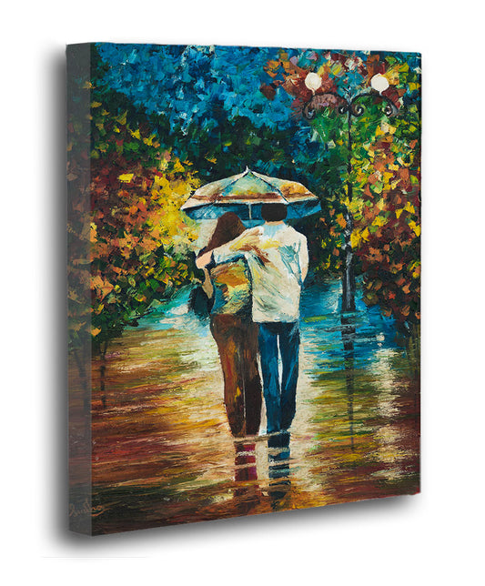 A Couple Walk in the Rain - Print on Gallery Wrapped Canvas
